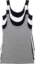 Felina Womens Reversible Tank Top, 4 Pack, Black/White/Gray/Black
