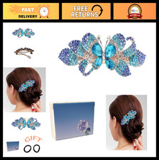 Elegant Rhinestone Flower Hair Barrettes - Large Metal Hair Clips for Women  Gi