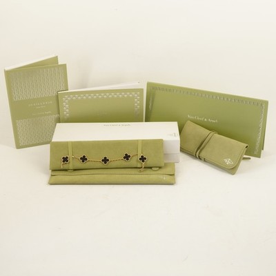 Van Cleef & Arpels Alhambra 18k Yellow Gold Onyx 5-Motif Bracelet
