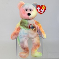 TY Beanie Baby - PEACE the Ty-Dyed Bear Orange/Brown  8.5 inch  MWMT 