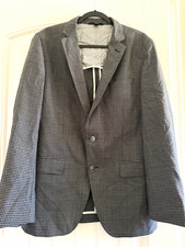 BOSS Hugo Boss Men’s Slim Fit Check Tuxedo Jacket 42R Gray/Black 2-Button