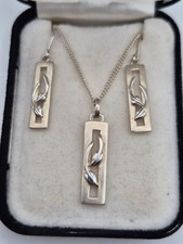 Kit Heath KH 02 Sterling Silver Rennie Mackintosh Style Necklace & Earrings Set
