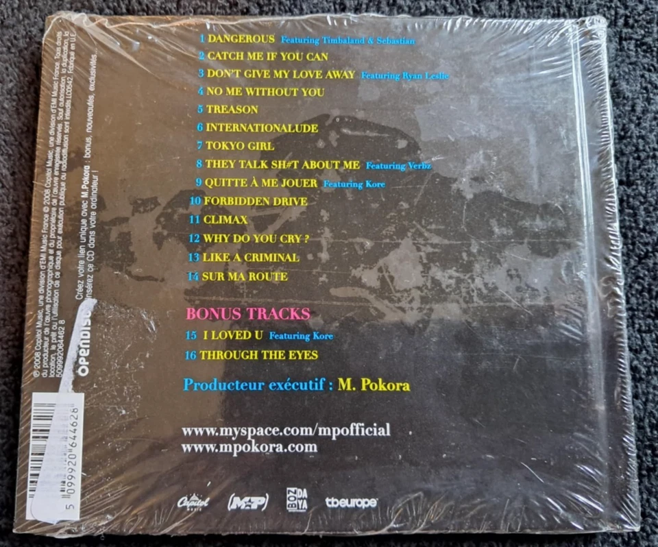 MATT M. POKORA MP3 sealed cd 2008 16 tracks Dangerous Timbaland & Sebastian - Image 2 of 2