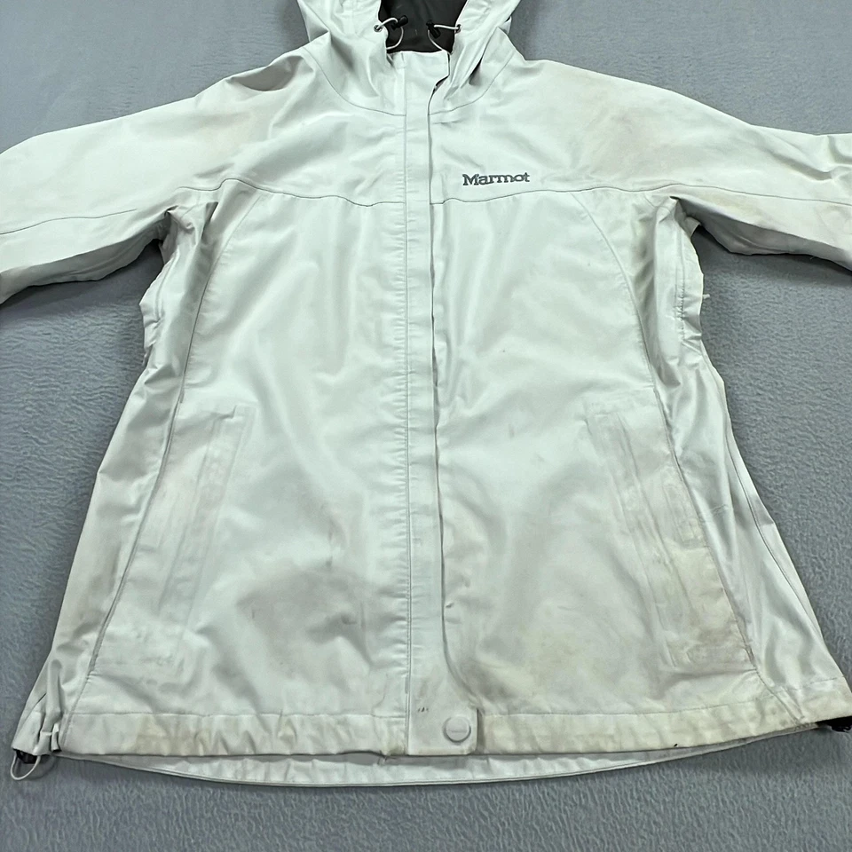 Marmot Jacket Womens Medium White Gore Tex Hooded Waterproof Rain Shell Coat - Image 3 of 4