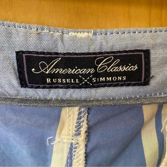 男式 Russell Simmons 休闲美国经典蓝色格子大声高尔夫短裤 - 尺寸 36 — 第 4/4 张图片