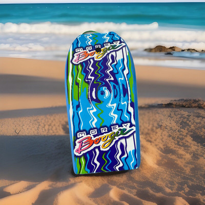 Morey Boogie Board Bodyboard VTG 90 S 1992 Full Graphic Logo Ripple Vortex Blue