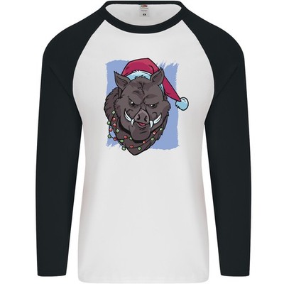 Fruit of the Loom Herren T-Shirt Mit Boar Und Xmas Hut, Slim Fit, Crew Neck