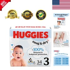 Huggies Snug  Dry Diapers: Size 3, 2X Softness  100 Leak Protection, 34 Count