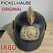 Original Antik Alte Helm Pickelhaube militaria WWI Nassau Feuerwehr Helmet WW1
