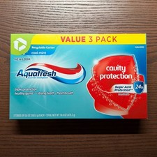 3 Pack - AquaFresh Cool Mint Fluoride Toothpaste Cavity Protection 5.6 Oz Each