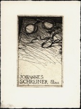 Escher, Rolf: Exlibris Johannes Schreiner. Signierte Original-Radierung