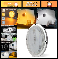 8.5" Round LED RV Exterior Light - Dual Color Flood Awning Fixture for Trailer,