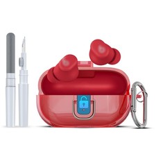 Upgrade Secure Lock for Beats Solo Buds 2024 Case Cover with Clear Red