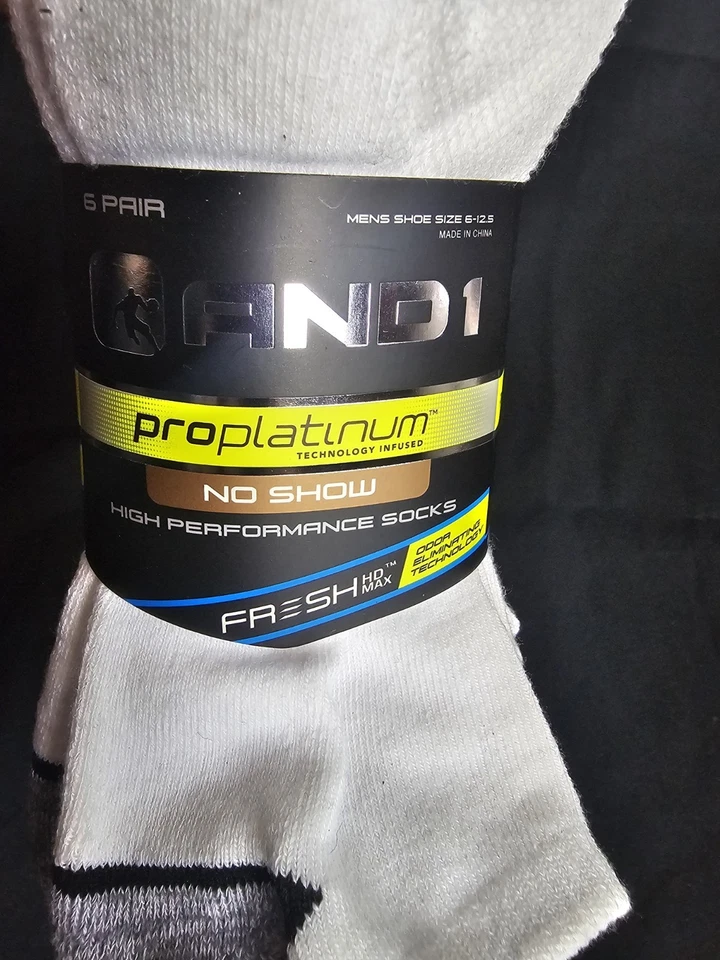 Calcetines AND1 ProPlatinum No Show para hombre, blancos, 12 pares, talla 6-12,5 Foto 2 de 4