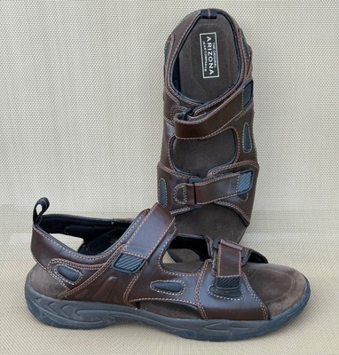 MENS FISHERMAN OPEN TOE HOOK&LOOP CASUAL-OUTDOOR SANDALS BROWN 10 COMFORT