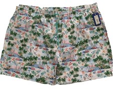NEW SIZE 4XB Big Man Roundtree  Yorke Shorts Swim Trunks Ecru Multi MSRP 70