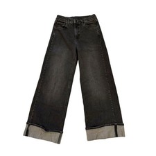 GAP Women's High Rise Wide Leg Jeans Black Size 4S Dark Wash