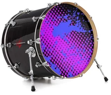 Vinyl Decal Skin for 20" Bass Kick Drum Head Halftone Splatter Blue Hot Pink