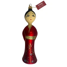 Pier One Imports Geisha Spanish Dancer Blown Glass Christmas Ornament European