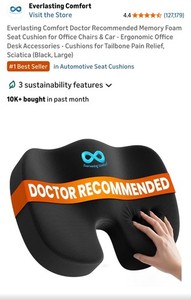Everlasting Comfort Doctor Recommended Memory Foam Seat Cushion for Office...