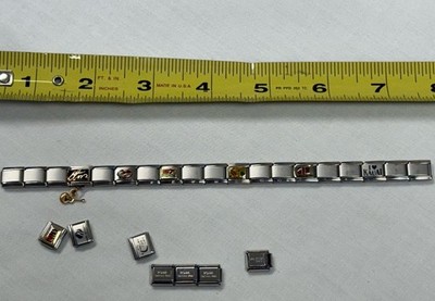Italian Stainlessl Charm Bracelet Girl Scout Ciao Italia 26 Pieces Swap IN OUT