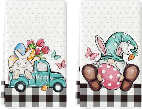Artoid Mode GNOME LKW Blumen Blätter Frühling Kissenbezüge 4er Set, 45x45 cm Sommer Lastwagen