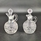 2 Vintage Anchor Hocking Clear Glass Vinegar & Oil Cruets With Stoppers