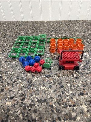 Rokenbok Accessories Lot - Fence, Ladders, Barrels, Dolly, Man Lift