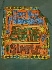 VINTAGE SINGLE-STITCH T-SHIRT  "SAVE THE RAINFOREST..." DISTRESSED  XL