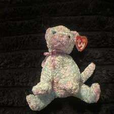 Ty Beanie Babies Jaz Cat Plush Pastel Blue Pink Purple Retired 2003 MPN 40074