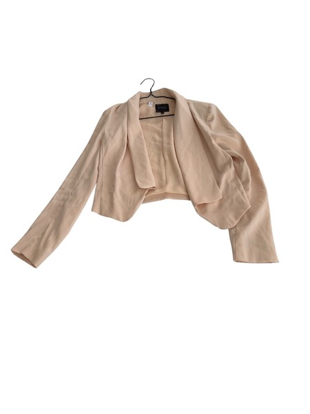 Portmans Womens Beige Open Cropped Blazer Jacket Size 8 GC