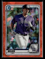 2020 Bowman Chrome Sapphire Edition Colton Welker Orange /75 Refractor Rockies