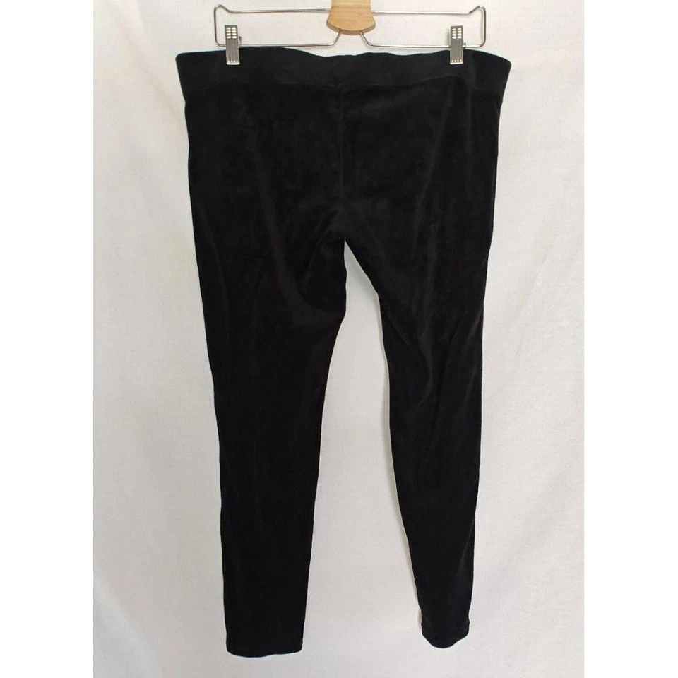 Juicy Couture Leggings Pantalones Negro Suave Felpa tiro bajo Delgado Recto Terciopelo L Foto 3 de 4