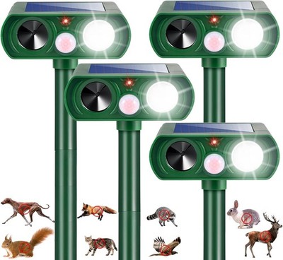 1/2/4 Pack Solar Ultrasonic Animal Repellent Dog Skunk Deer Raccoon For Garden