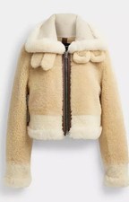 Coach Shearling Fur Jacket Aviator Reversible Size XS