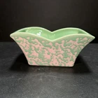 WINDOW BOX PLANTER! Vintage McCOY ART pottery: textured Green/Pink  BROCADE