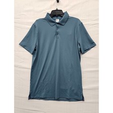 All in Motion Mens Performance Polo Shirt Blue Gray Short Sleeve Golf Top Size M