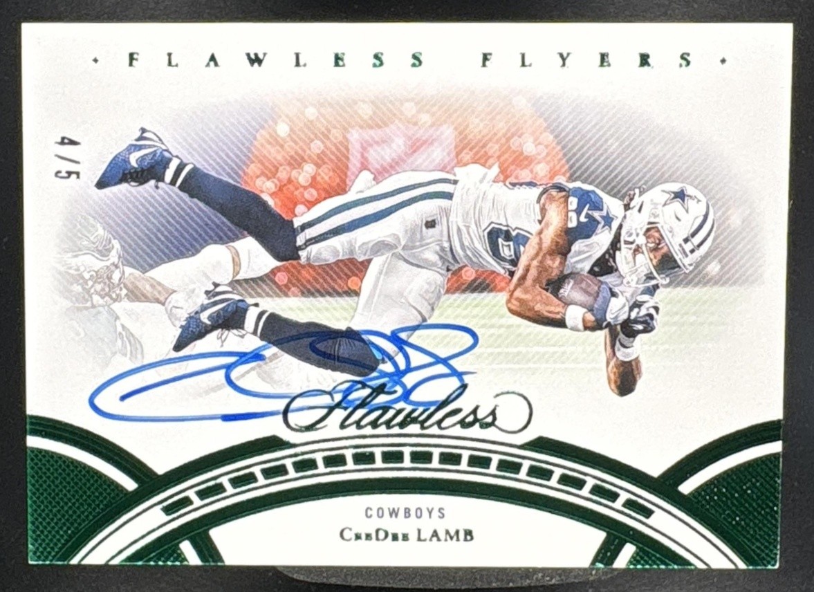 CeeDee Lamb 2024 Panini Flawless 2023 Flawless Flyers Auto Emerald /5 Cowboys KG view 1