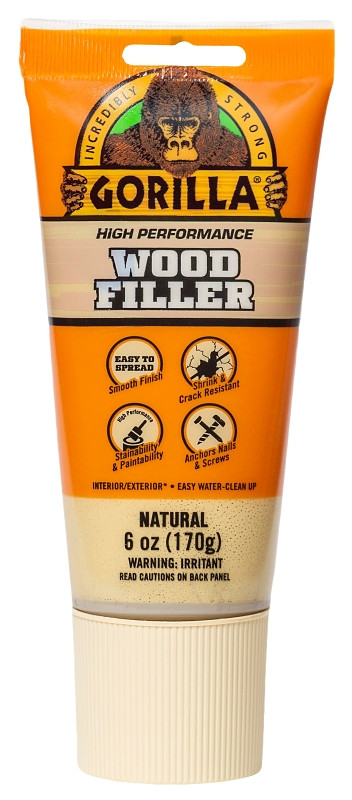 Gorilla All Purpose Wood Filler, 6oz Tube, Natural (Pack of 1)
