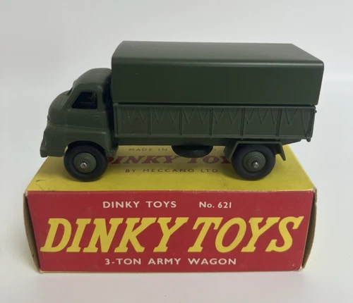 Vintage Dinky Toys 621 Bedford 3-Ton Army Wagon Military Green In Original Box