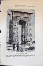 Antica vecchia stampa Coptes Au Temple Kranah 1880 razze umane Humaines Figuier