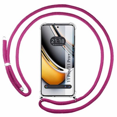 Transparente Hängende Hülle Für Realme 11 Pro / 11 Pro+ Plus Mit Rosa Schnur Fu