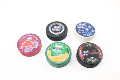 #ad Kalamazoo Wings Logo Hockey Puck Lot of 5 Lot E $22.43