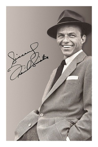Gerahmter Frank Sinatra handsigniert signed 8,5x11 Foto Nachdruck SCHNELLER KOSTENLOSER VERSAND - Bild 1 von 2