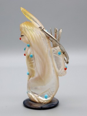 Michael Laweka Mother-of-Pearl & Silver Zuni Warrior Maiden Fetish