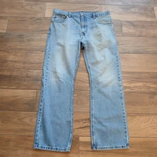 Levi's Jeans Mens 36x32 Blue Distressed 517 Bootcut Boot Whiskered (FITS 35x30)