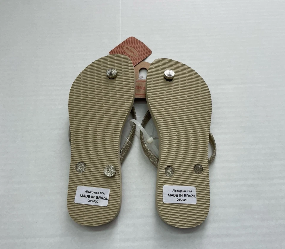 Chanclas Havaianas 6 bloques de color beige para mujer brillo a rayas marrón Foto 3 de 4