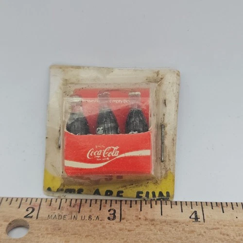 Vintage Miniature Coca-Cola 6 Pack Glass Bottles Dollhouse 1 inch Tall