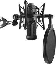 AT2020 Shock Mount with Pop Filter, Windscreen and Shockmount to Reduce Vibratio
