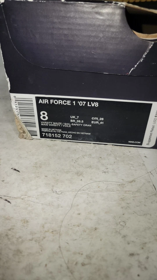 Nike 8 Mens Air Force 1 Low Varsity Maize Picnic Basket Yellow 2017  718152-702 - Image 4 of 4